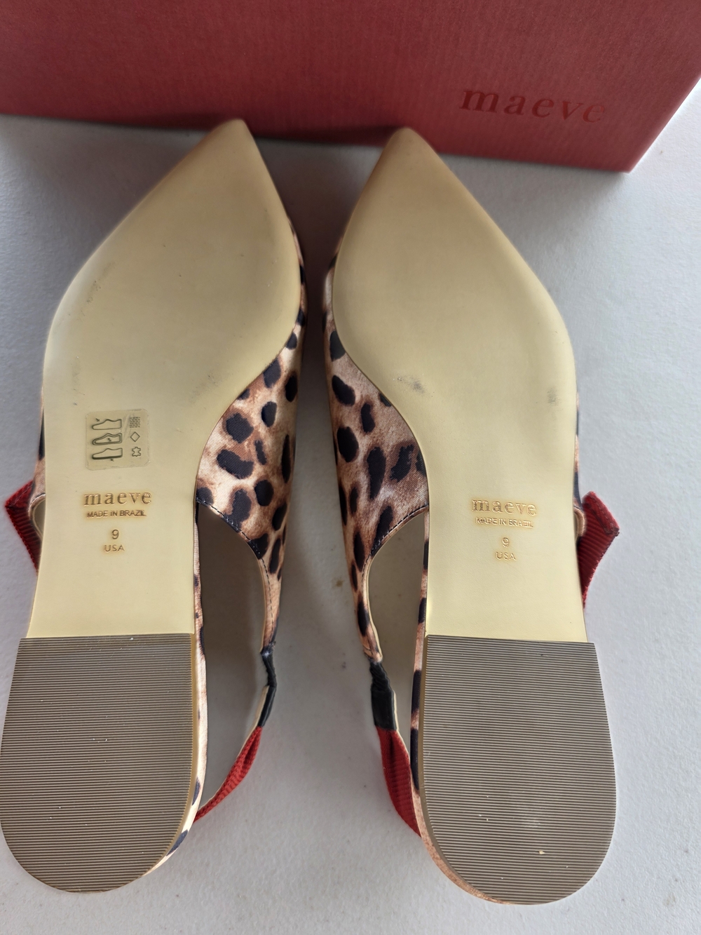 Maeve Leopard Print Pointed Slingbacks with Red Bow Accent - Picture 3 of 6